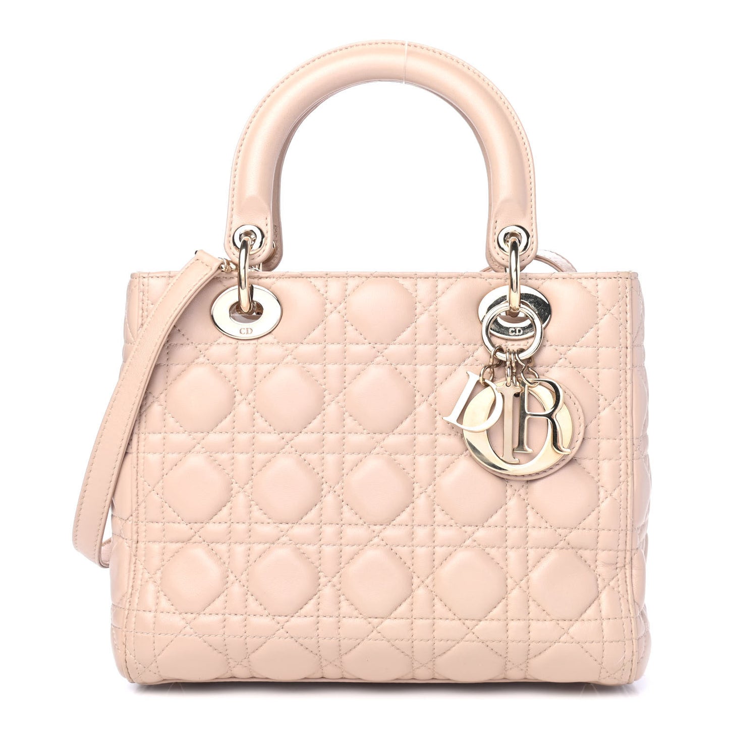 Lambskin Cannage Medium Lady Dior Rose Poudre