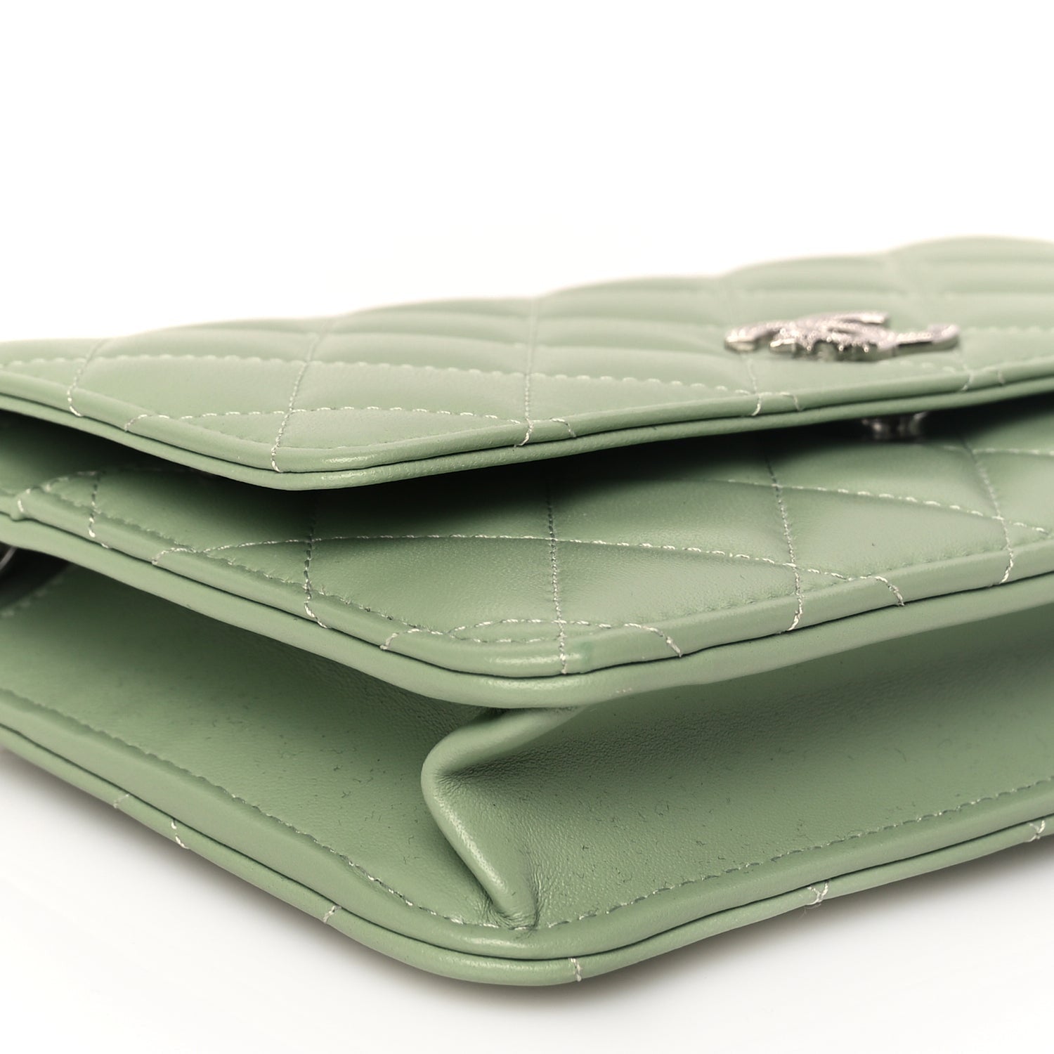Chanel Lambskin Quilted Crystal Star Wallet On Chain WOC Green 8 of 9