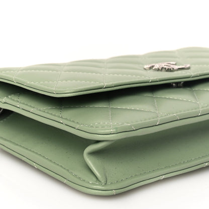 Chanel Lambskin Quilted Crystal Star Wallet On Chain WOC Green 8 of 9