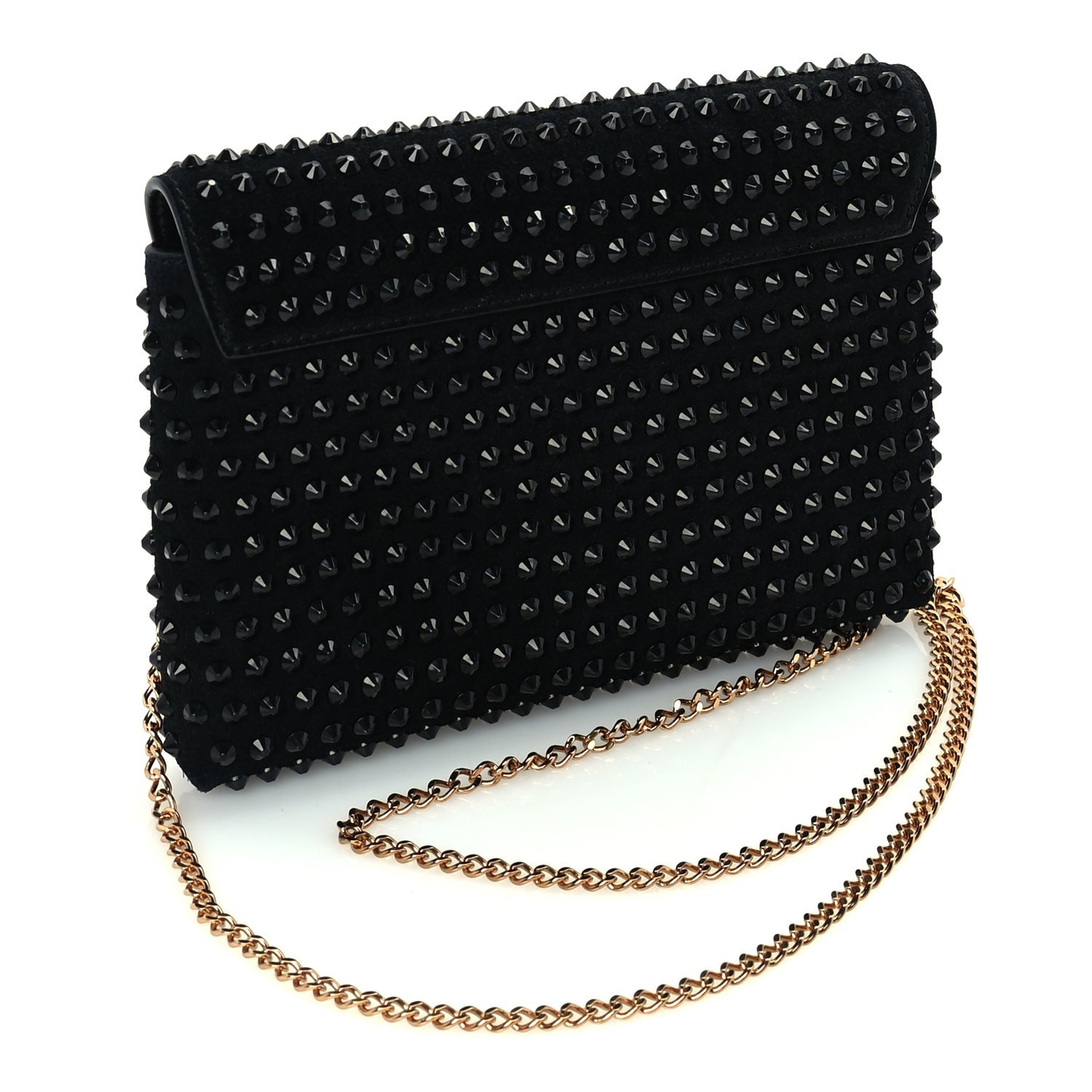 Versace Suede Studded Medusa Chain Clutch Black 2 of 8
