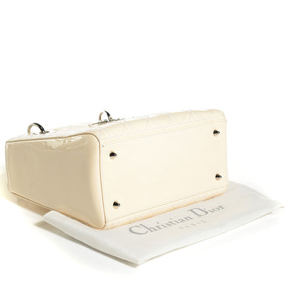 Christian Dior Patent Cannage Stitched Medium Lady Dior Beige 4 of 7