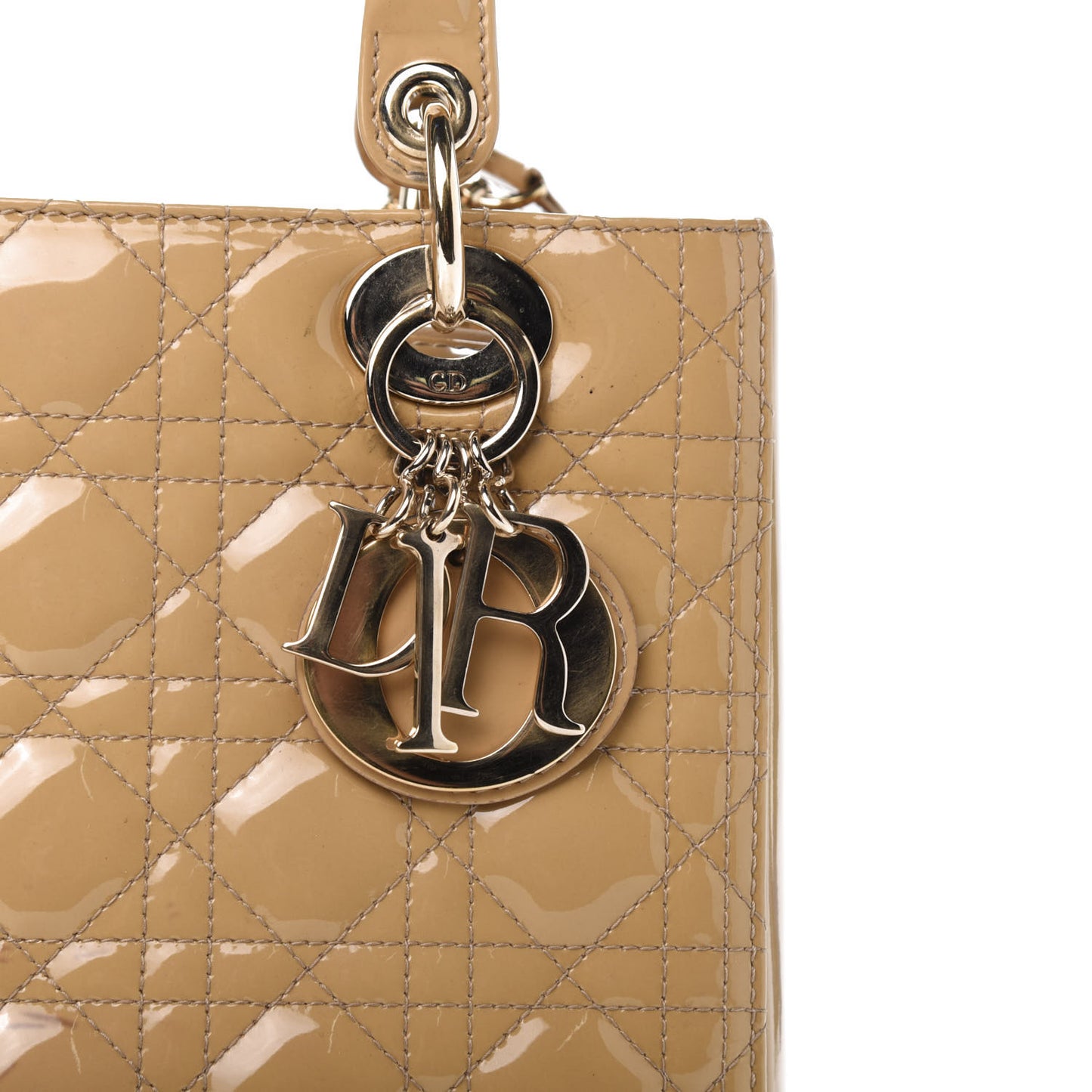 Patent Cannage Medium Lady Dior Beige