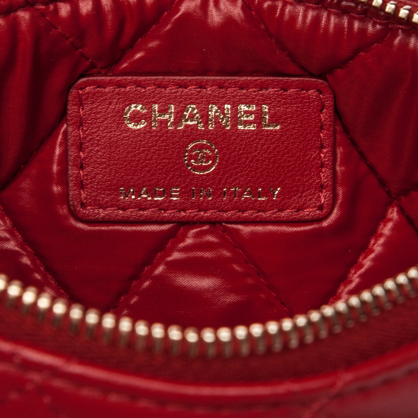 Lambskin Quilted Small Casino Cosmetic Case Red