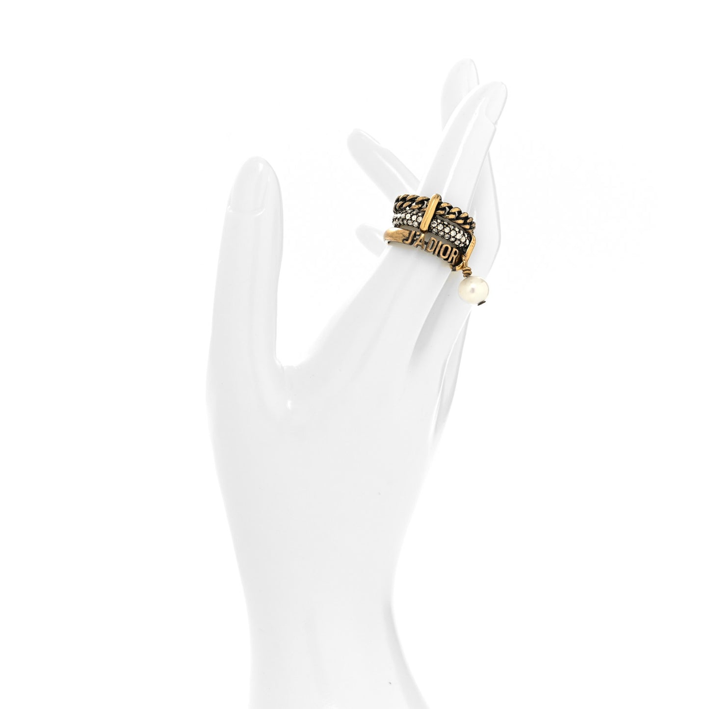 Crystal Pearl Chain J'adior Ring L Gold