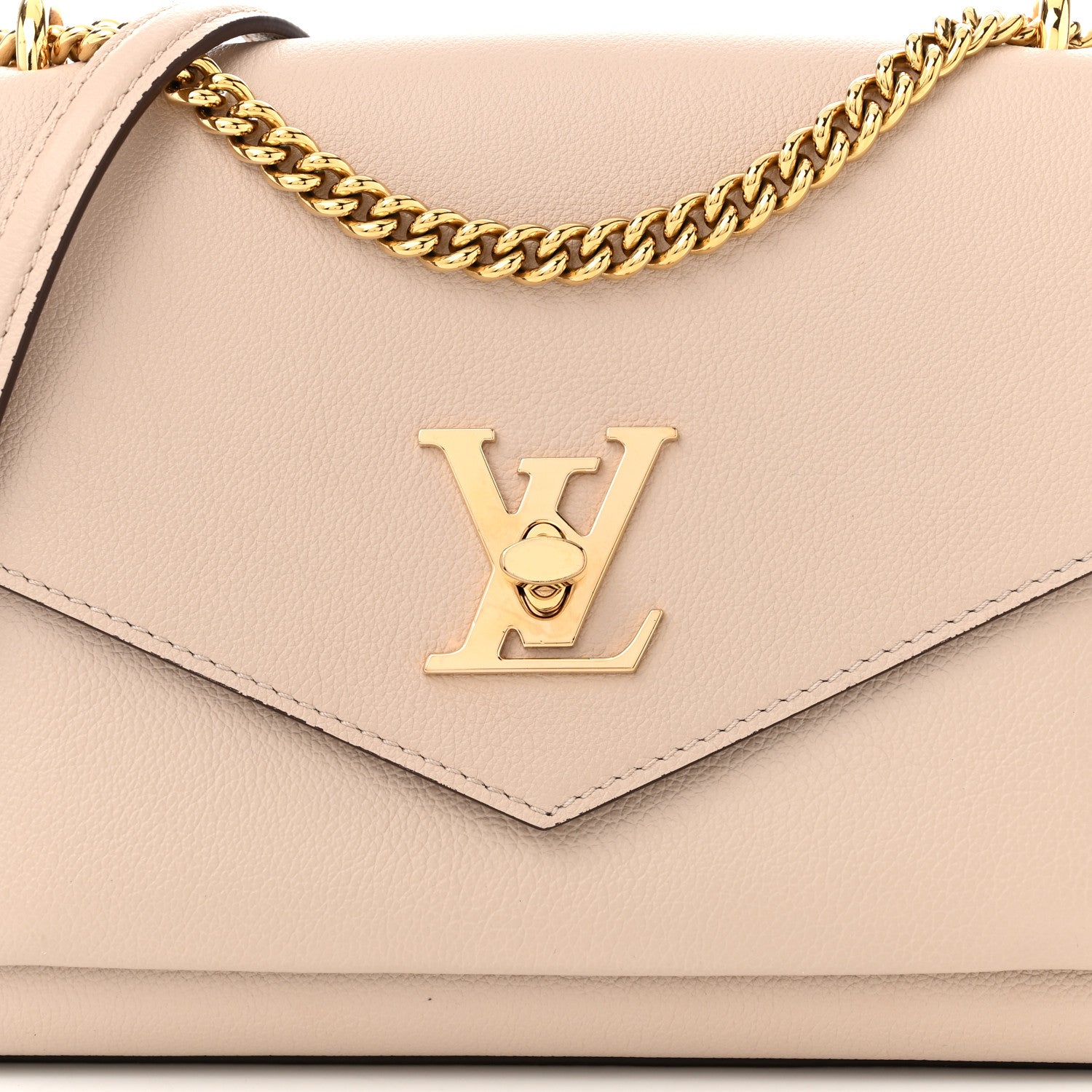 Louis Vuitton Soft Calfskin Mylockme Chain Bag BB Greige 7 of 9