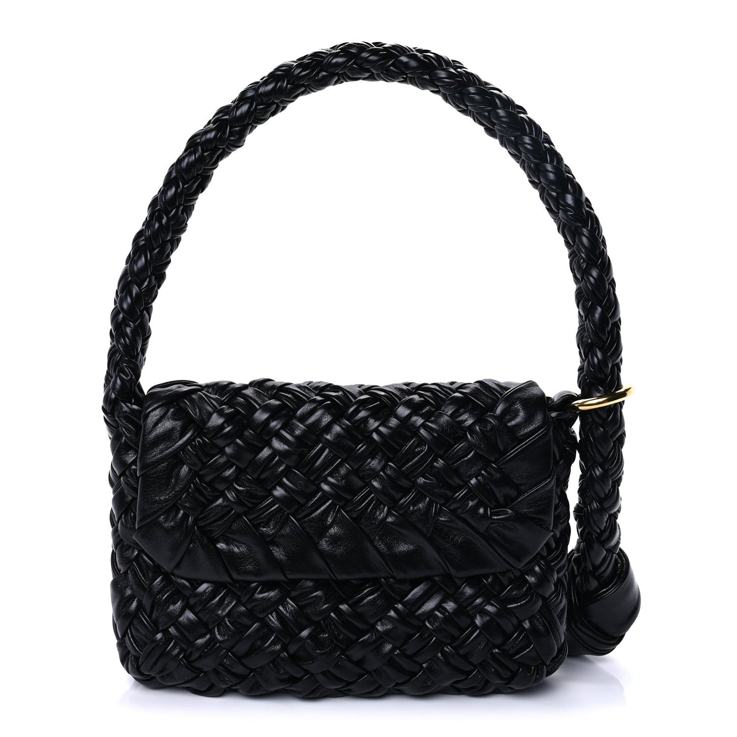 Calfskin Foulard Intreccio Kalimero Città Shoulder Bag Black
