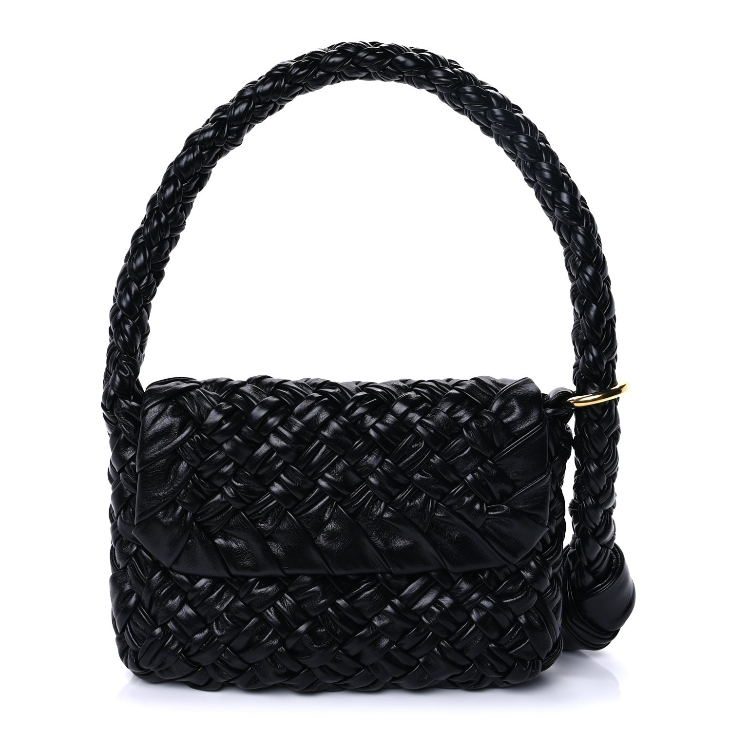 Bottega Veneta Calfskin Foulard Intreccio Kalimero Città Shoulder Bag Black 1 of 8