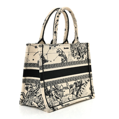 Christian Dior Canvas Embroidered Small Zodiac Toile De Jouy Book Tote Latte 3 of 7