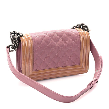 Chanel Goatskin Quilted Patent Small Duo Boy Flap Pink 2 of 9