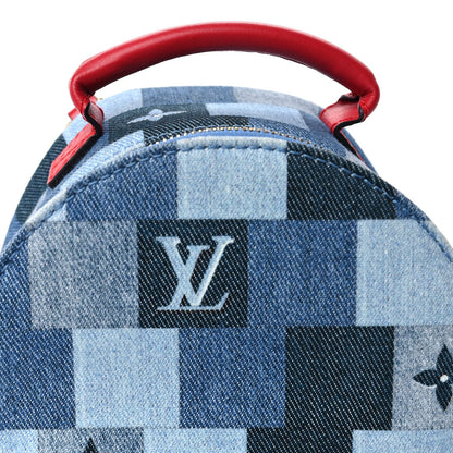 Louis Vuitton Denim Damier Monogram Patchwork Palm Springs Backpack Mini Blue Rouge 6 of 8