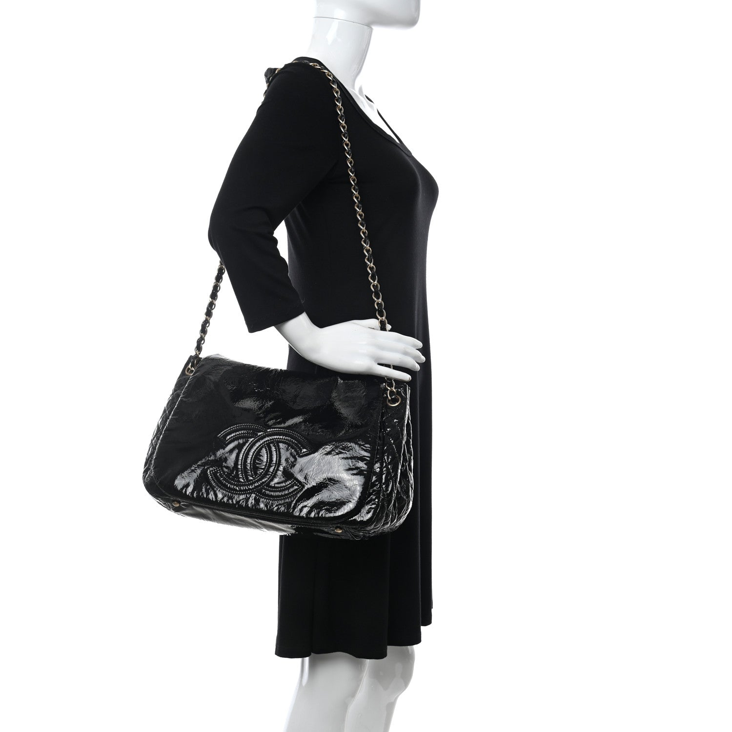 Chanel Vinyl XL Rock and Chain Flap Black 2 of 14