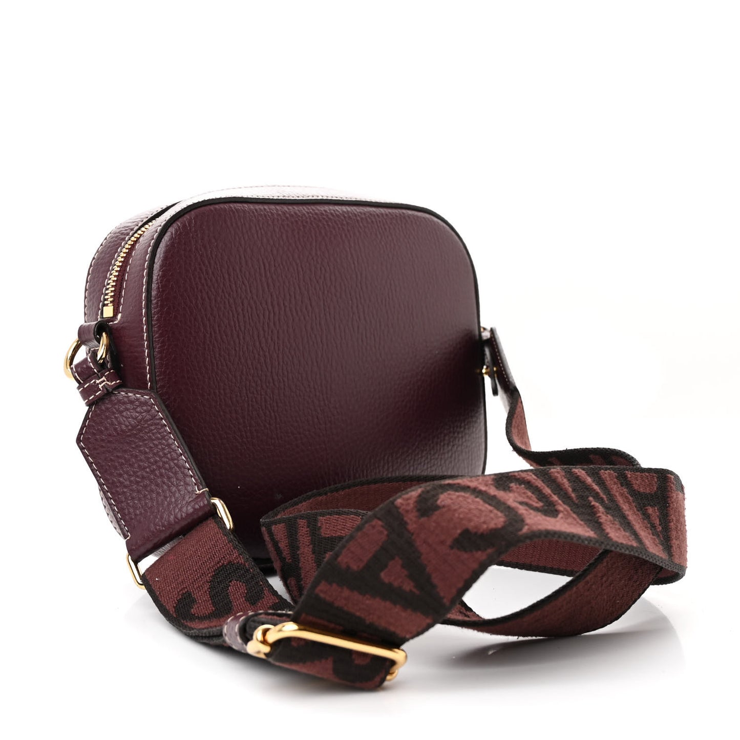 Grainy Alter Mat Studded Logo Small Camera Bag Plum