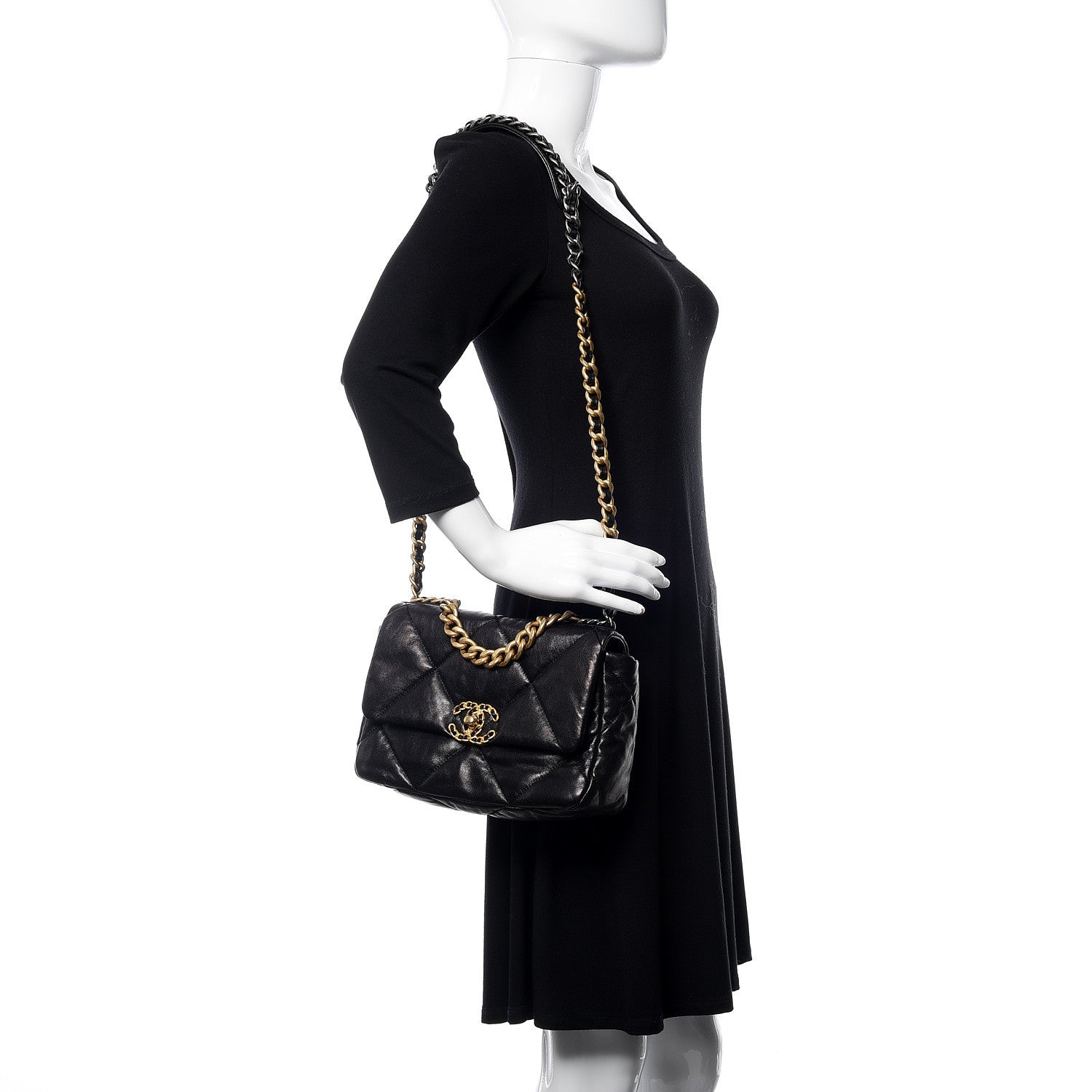 Chanel Lambskin Quilted Medium 19 Flap Black 2 of 10