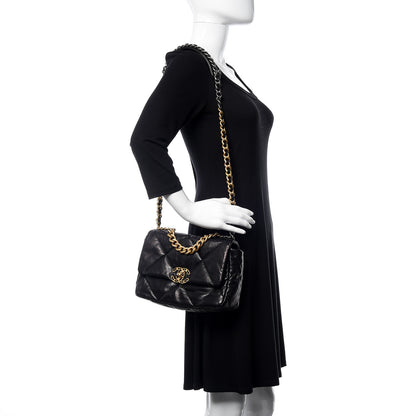Chanel Lambskin Quilted Medium 19 Flap Black 2 of 10