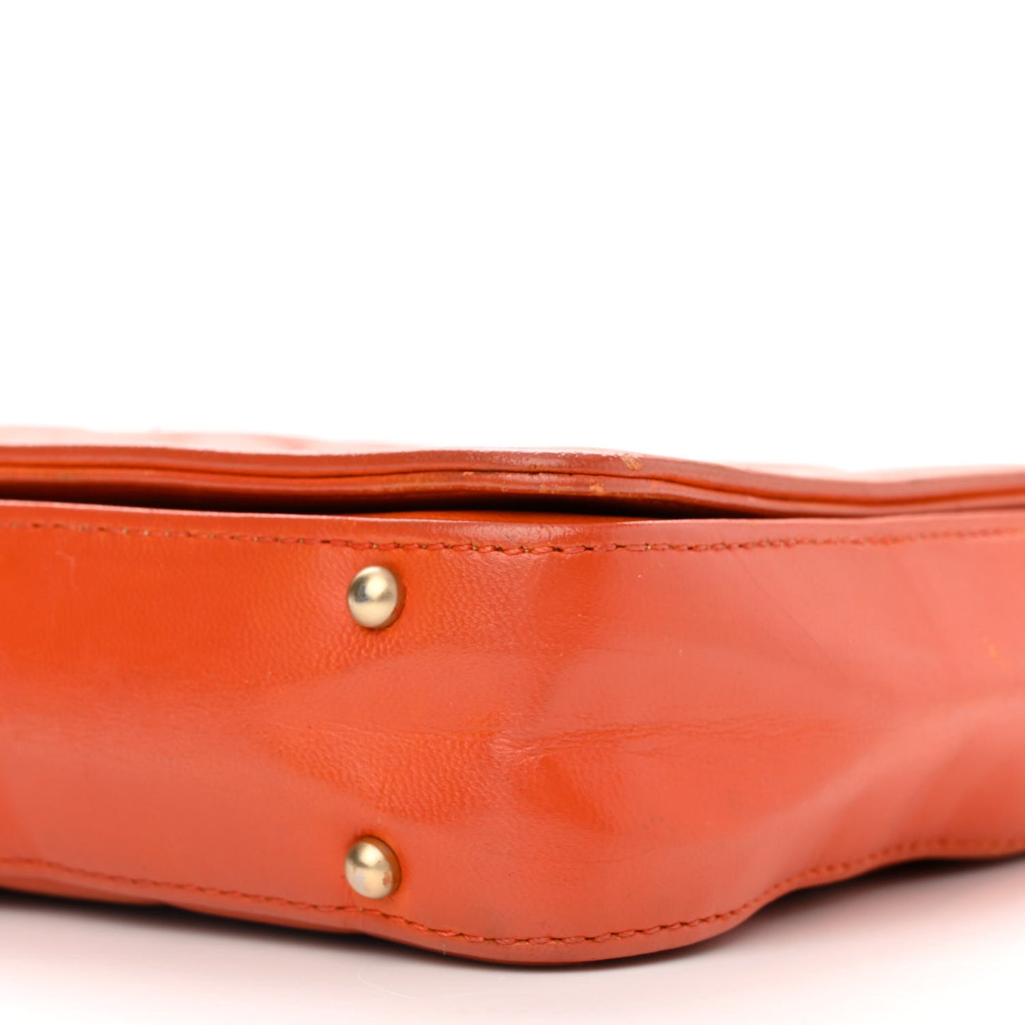 Lambskin Quilted CC Chocolate Bar Flap Orange