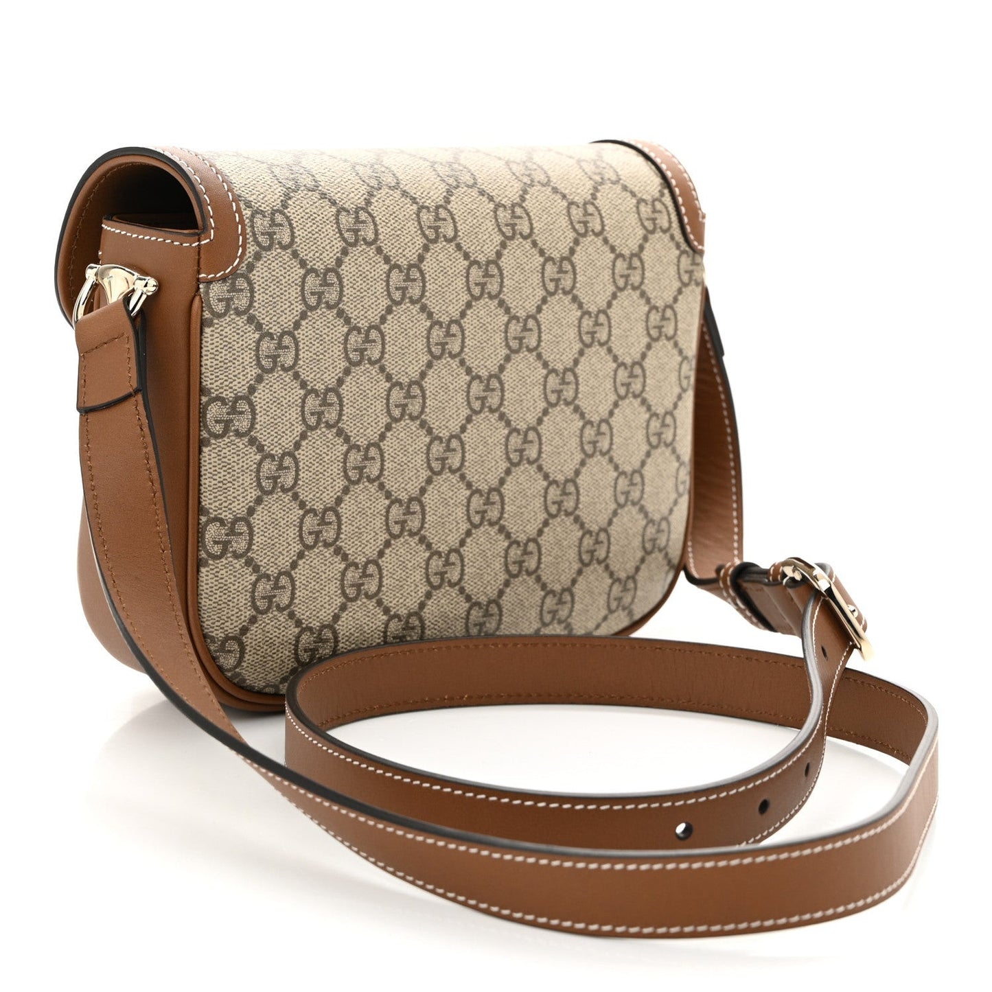 GG Supreme Monogram Horsebit 1955 Soft Small Shoulder Bag Beige Brown
