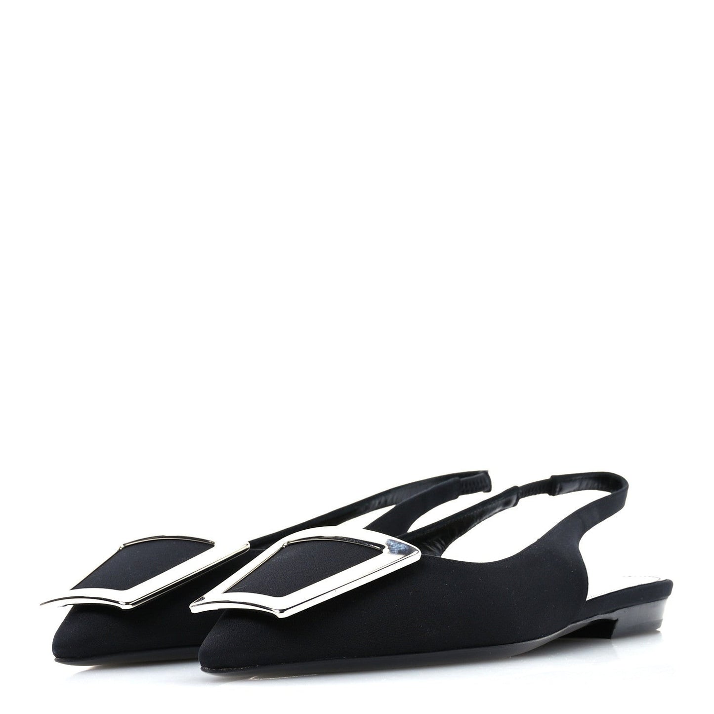 Crepe De Chine Vivi 10 Plate Slingback Flats 37 Black