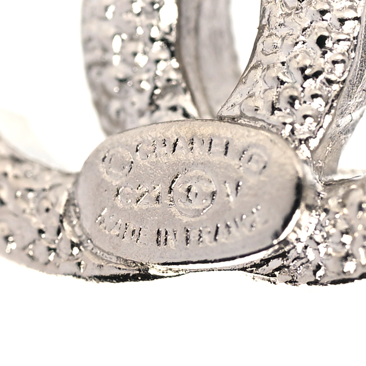 Chanel Crystal Mini Timeless CC Earrings Silver 5 of 5