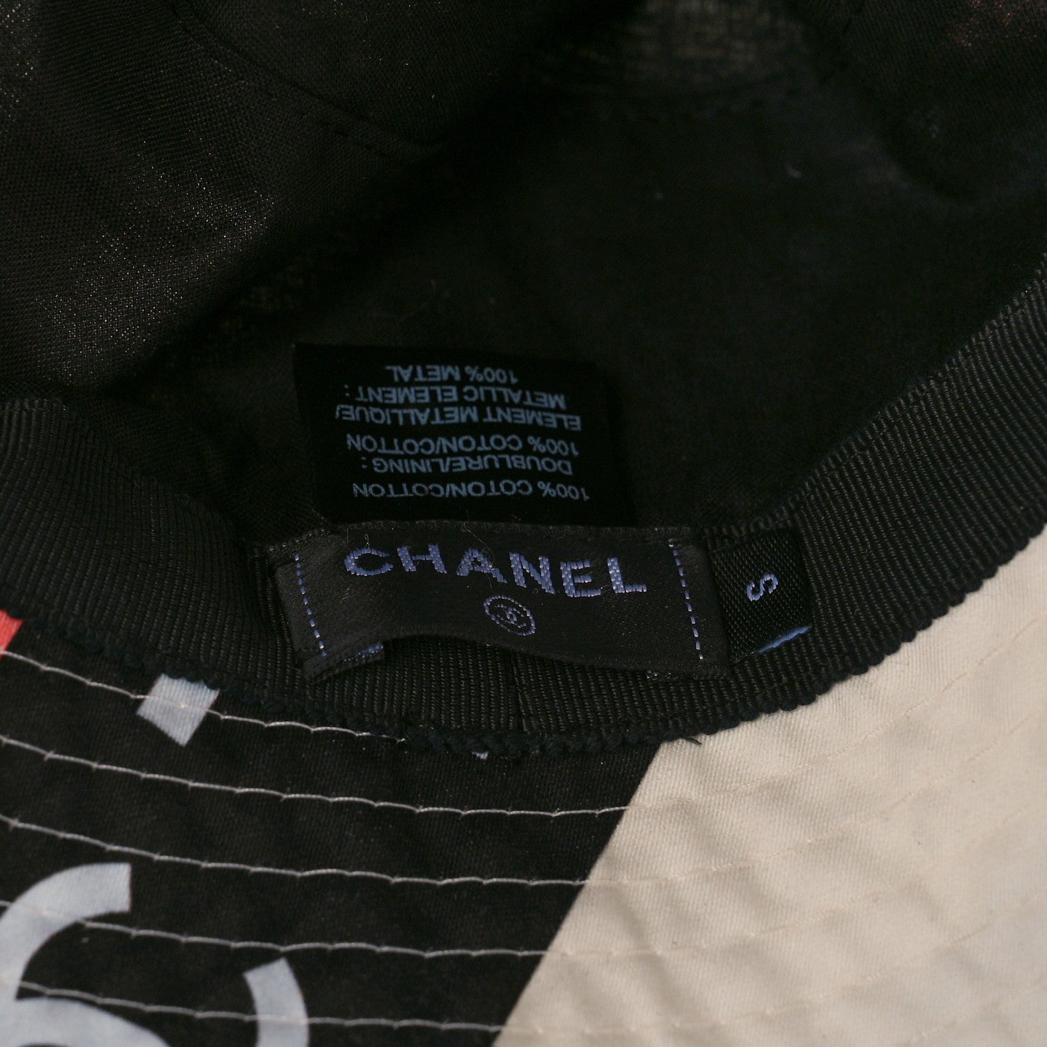 Chanel Cotton Logo Cloche Hat S Ecru Black Pink 4 of 5