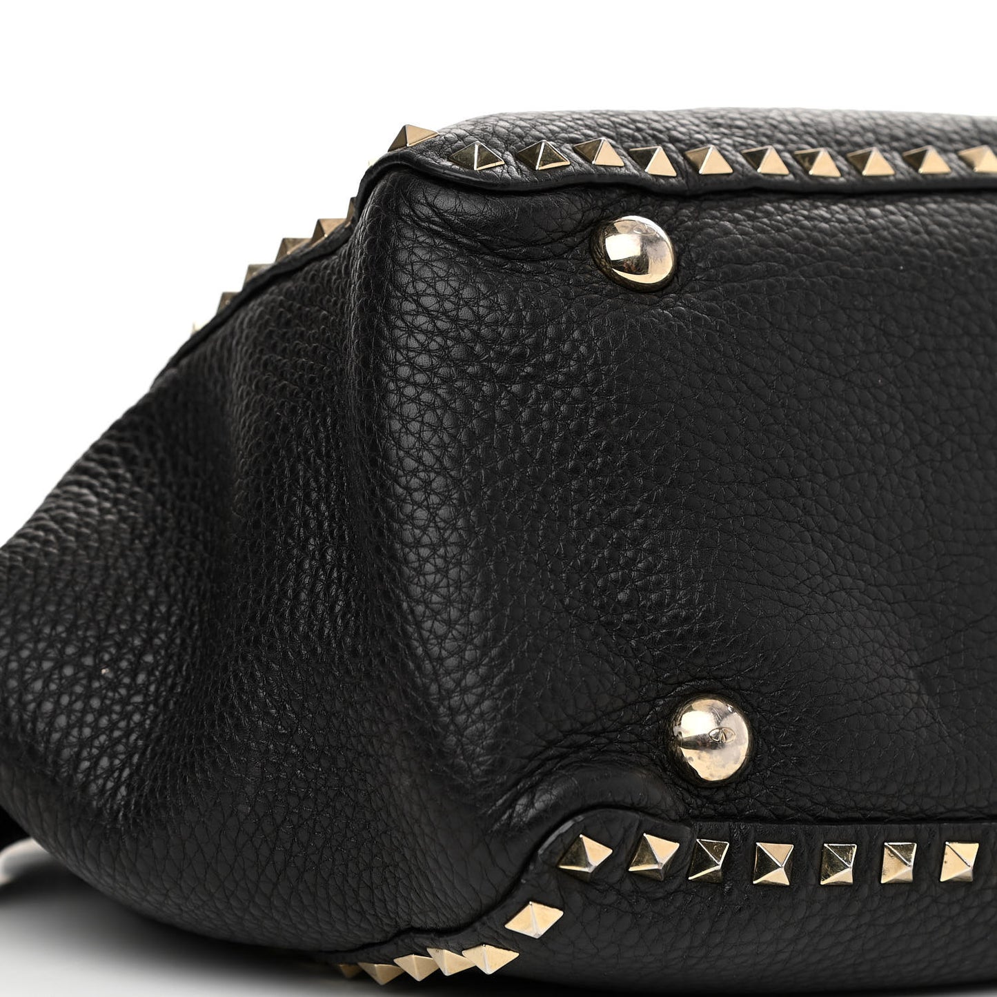Pebbled Calfskin Medium Rockstud Tote Black