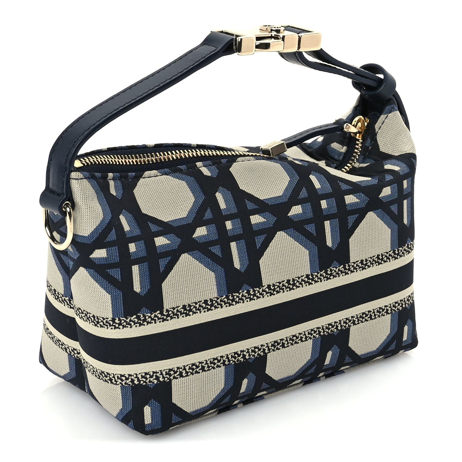 Christian Dior Technical Fabric Macrocannage DiorTravel Nomad Pouch  Beige Blue 2 of 8