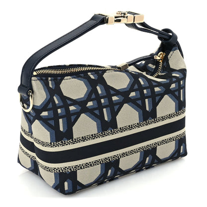 Christian Dior Technical Fabric Macrocannage DiorTravel Nomad Pouch  Beige Blue 2 of 8