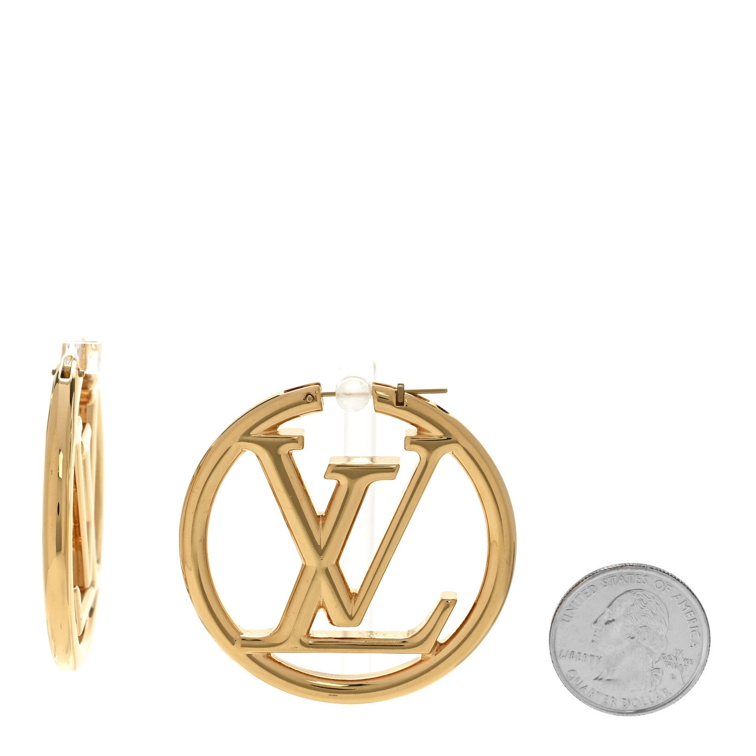 Louis Vuitton Metal Louise Hoop Earrings Gold 2 of 5