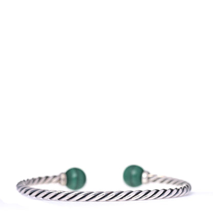 David Yurman Sterling Silver Diamond Malachite 9mm Solari Bracelet 3 of 5