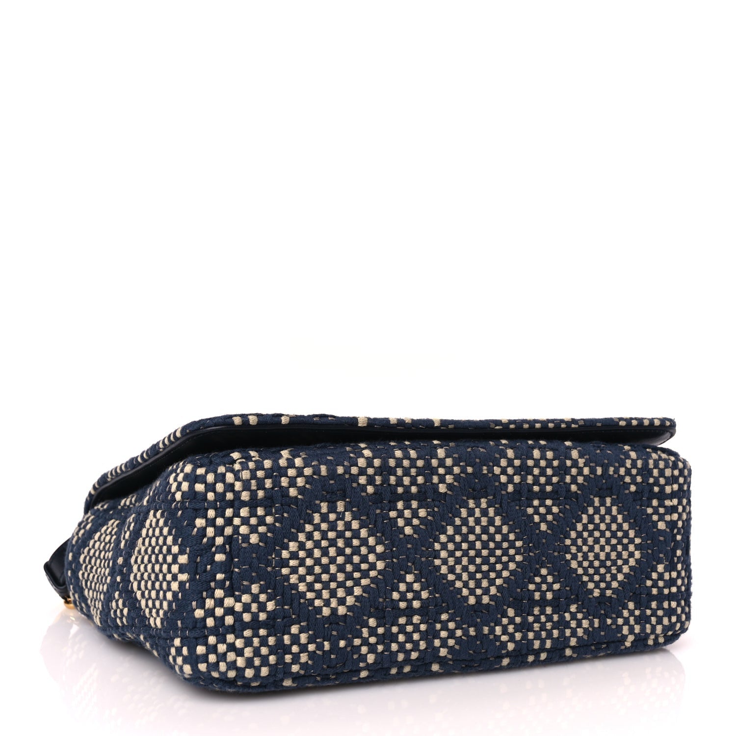 Christian Dior Fabric Macrocannage Woven Medium Caro Bag Blue White 3 of 9