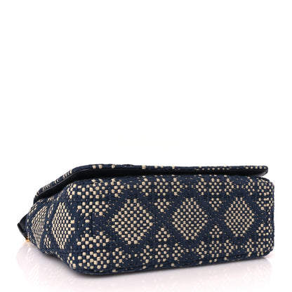 Christian Dior Fabric Macrocannage Woven Medium Caro Bag Blue White 3 of 9