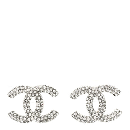 Chanel Crystal CC Earrings Silver 1 of 4