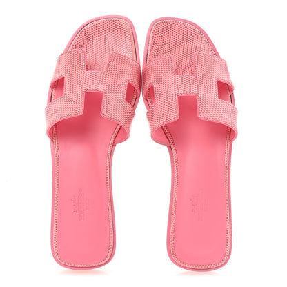 Hermes Lizard Oran Sandals 38 Pavot 2 of 10
