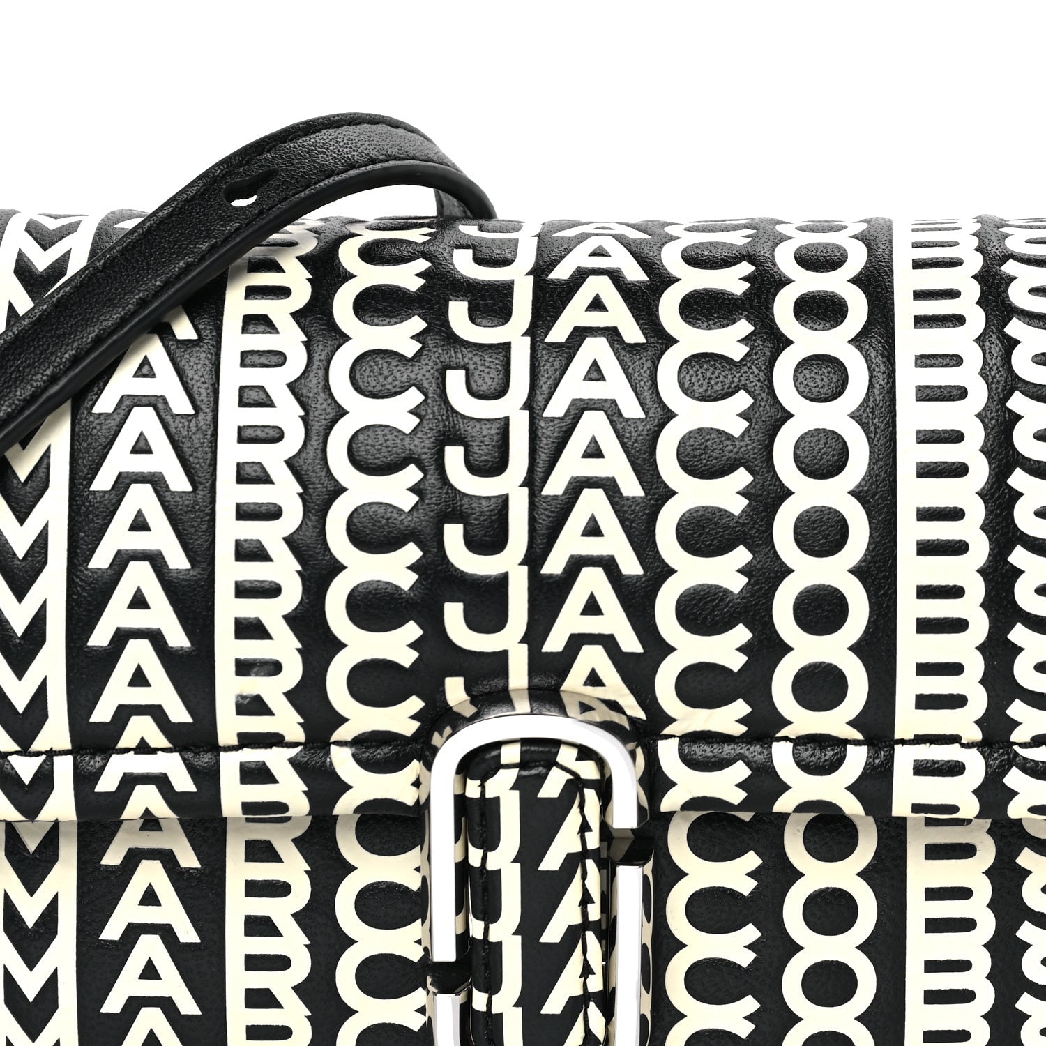 Marc Jacobs Calfskin The Monogram J Marc Shoulder Bag Black White 6 of 7