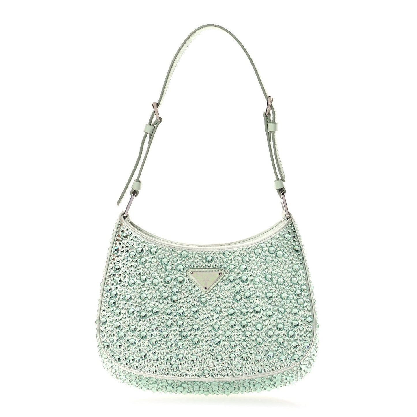 Satin Crystal Cleo Adjustable Strap Shoulder Bag Acqua
