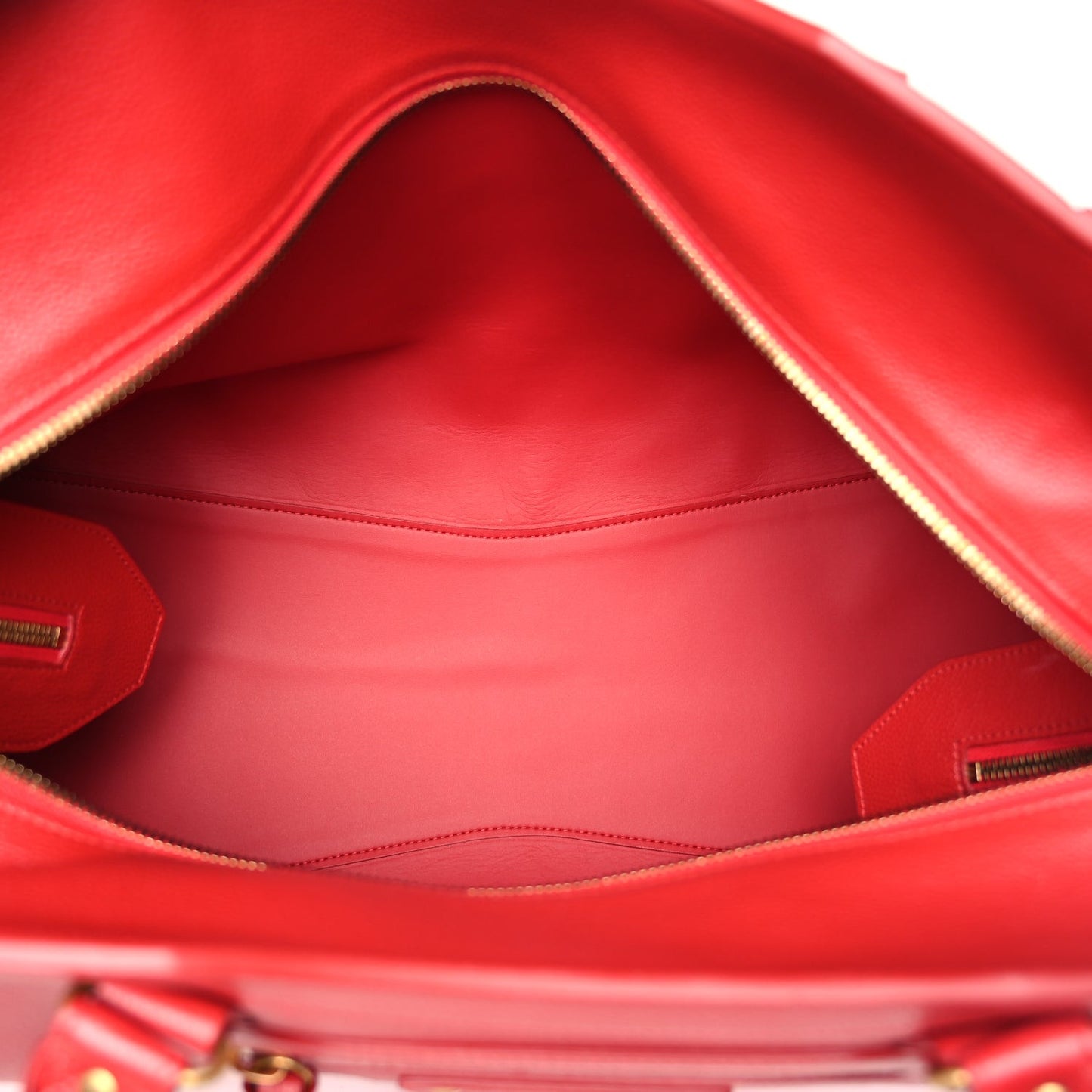 Grained Calfskin Neo Classic Gold Hardware Large Top Handle Bag Medium Red