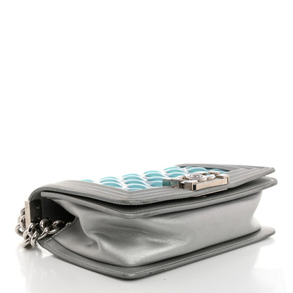 Chanel Iridescent Patent Calfskin PVC Quilted Small Boy Flap Blue 4 of 12