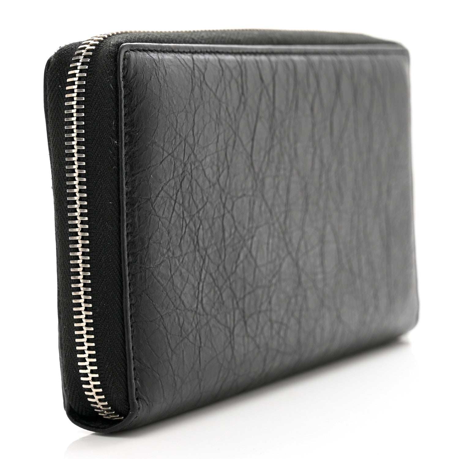 Balenciaga Agneau Classic Silver Hardware Continental Zip Around Wallet Black 3 of 8