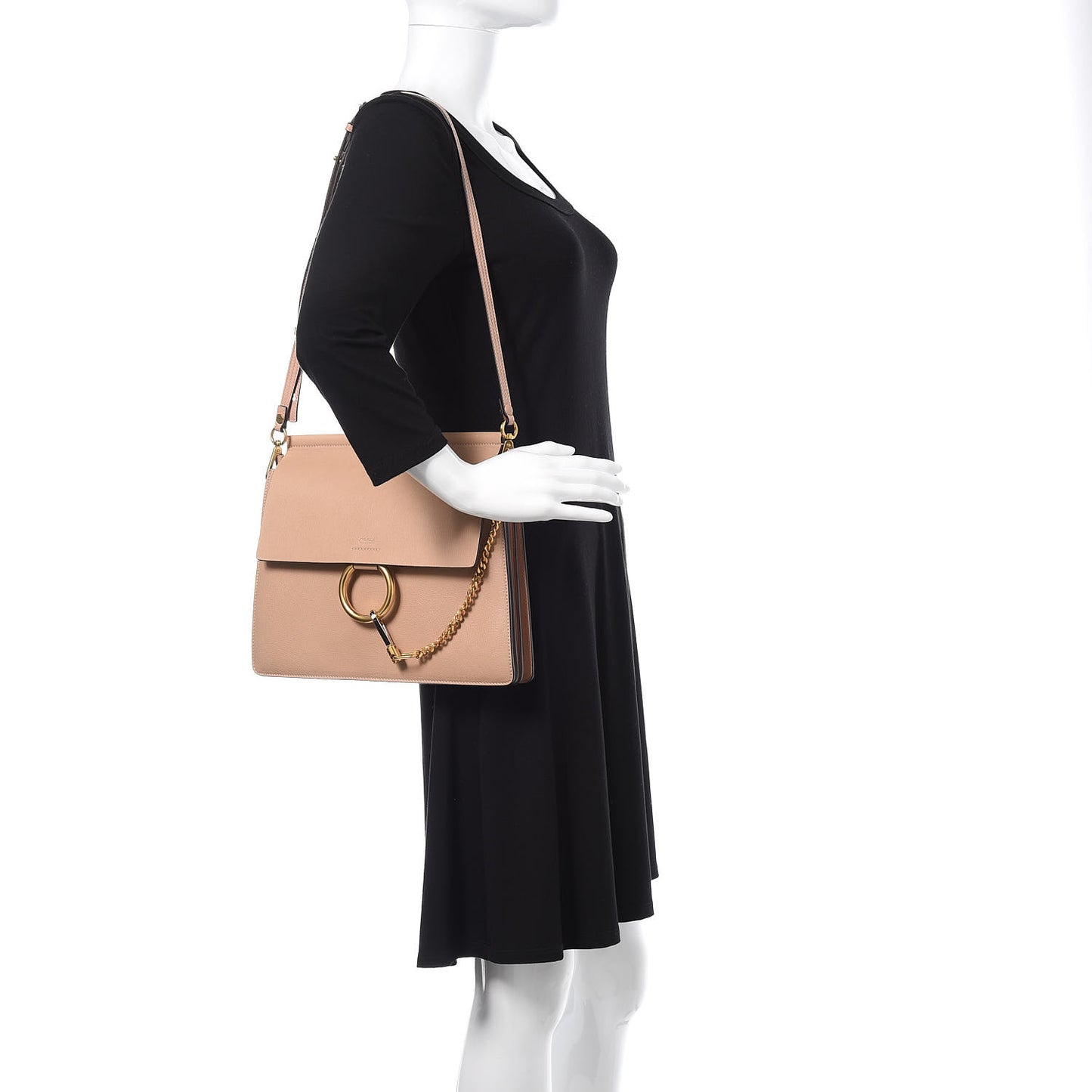 Goatskin Medium Faye Shoulder Bag Biscotti Beige