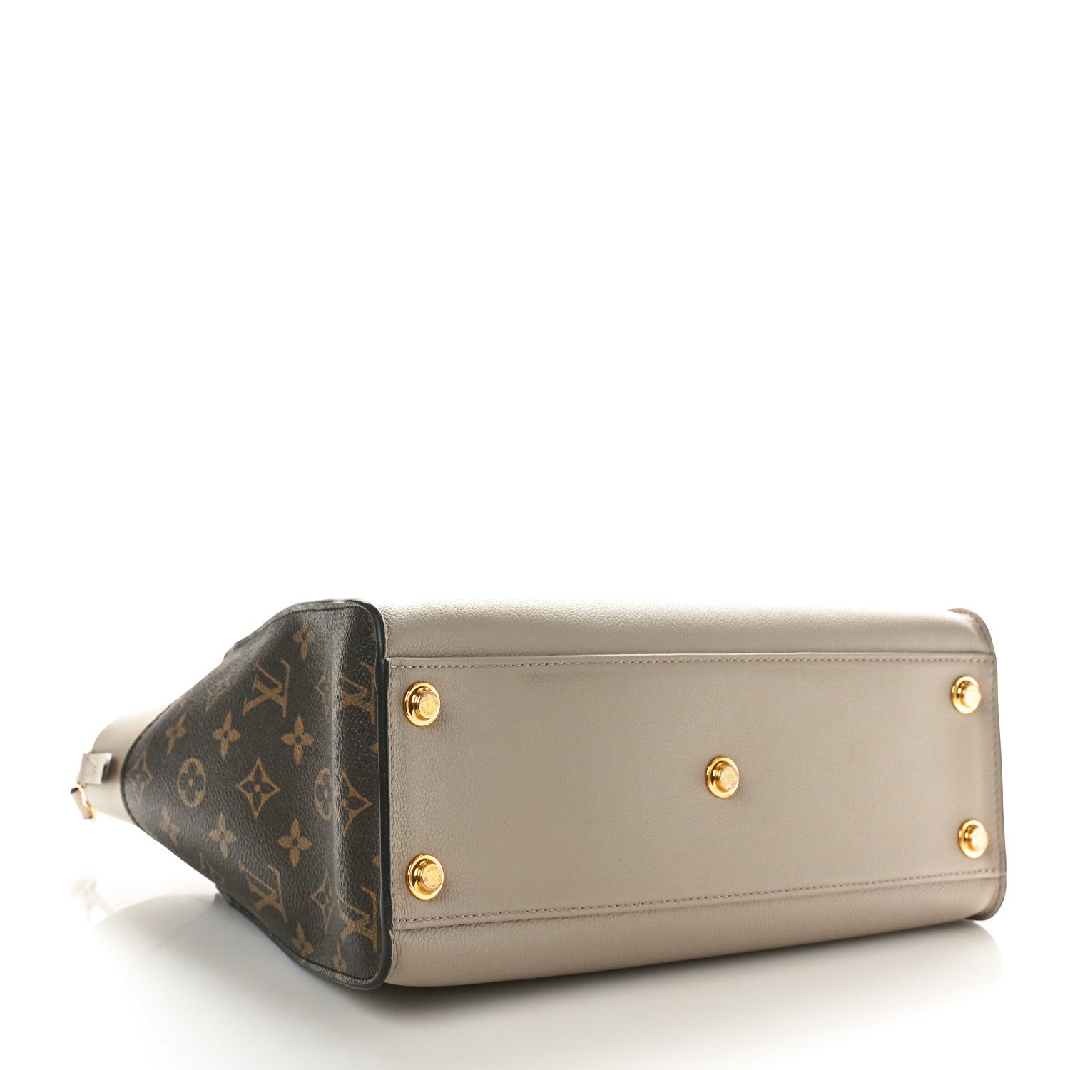 Louis Vuitton Calfskin Monogram On My Side MM Greige 4 of 9