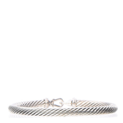 David Yurman Sterling Silver Diamond 5mm Cable Buckle Bracelet 3 of 7