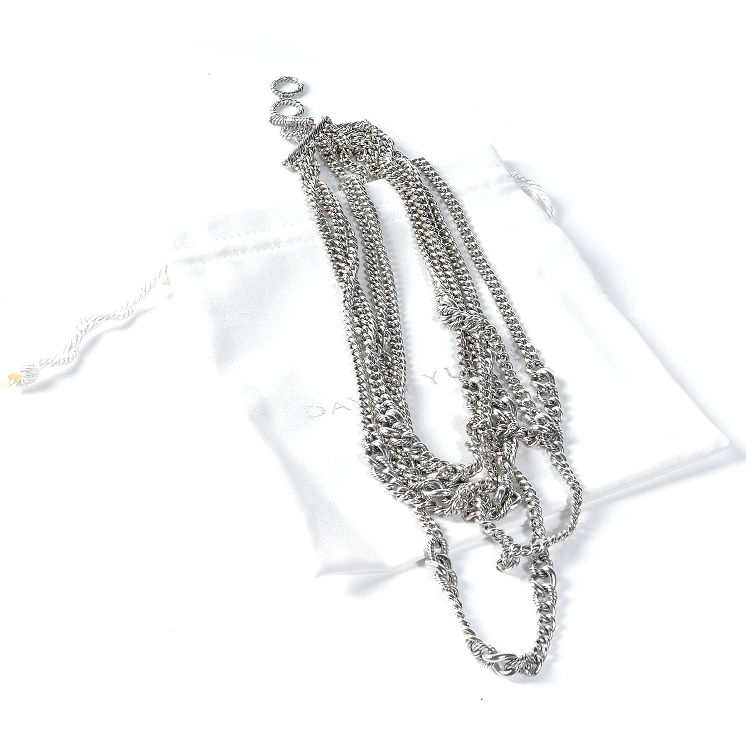 David Yurman Sterling Silver Five Row Curb Chain Necklace 5 of 5