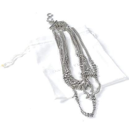 David Yurman Sterling Silver Five Row Curb Chain Necklace 5 of 5