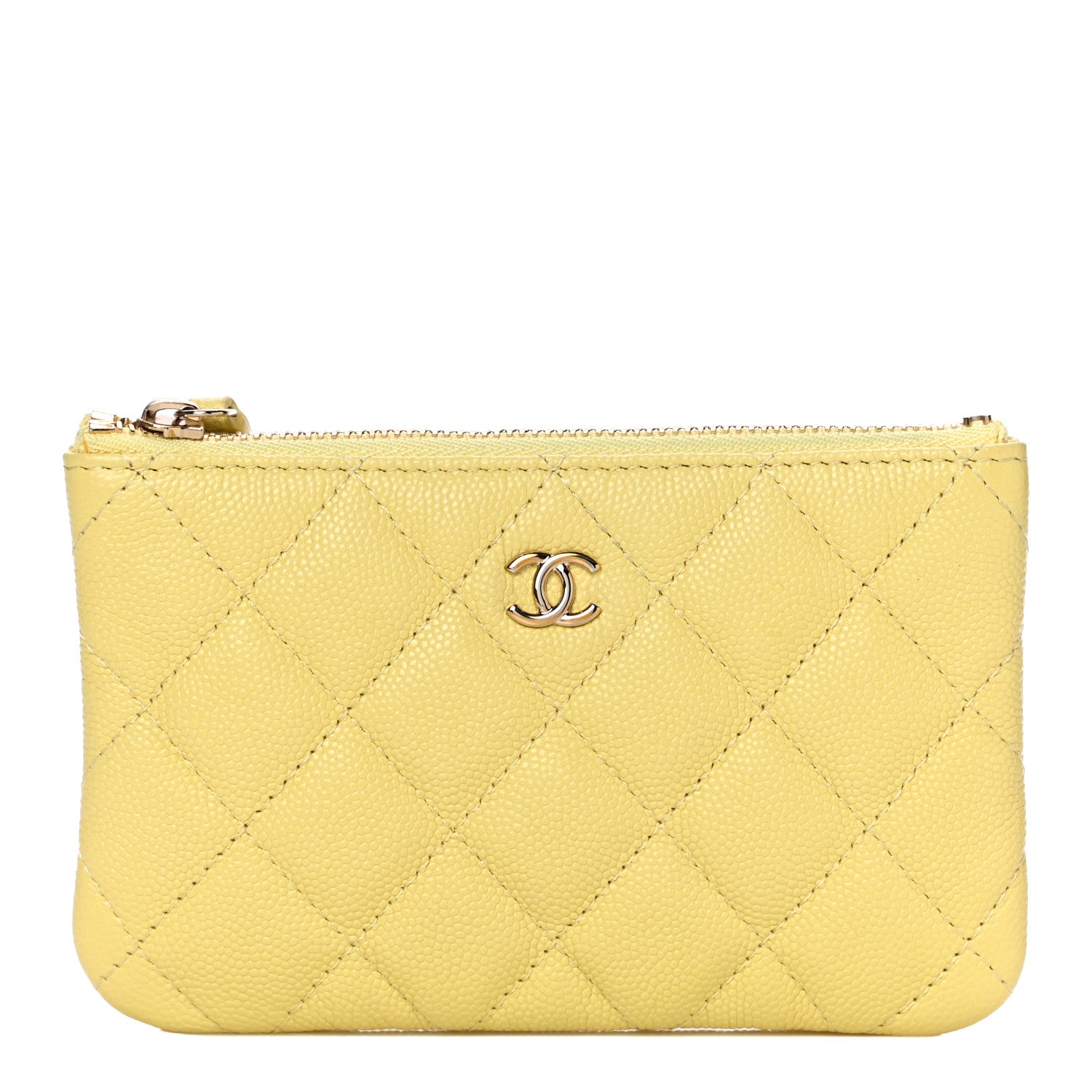 Chanel Caviar Quilted Small Cosmetic Case Yellow 1 of 11