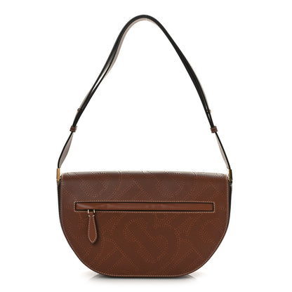 Burberry Calfskin Perforated Medium TB Olympia Shoulder Bag Tan 1 of 8