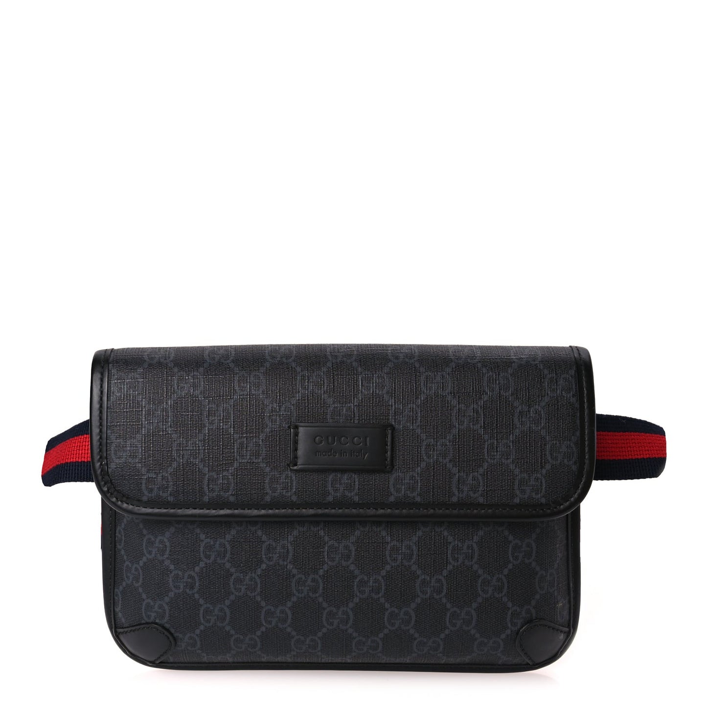 GG Supreme Monogram Web Slim Belt Bag Black Grey