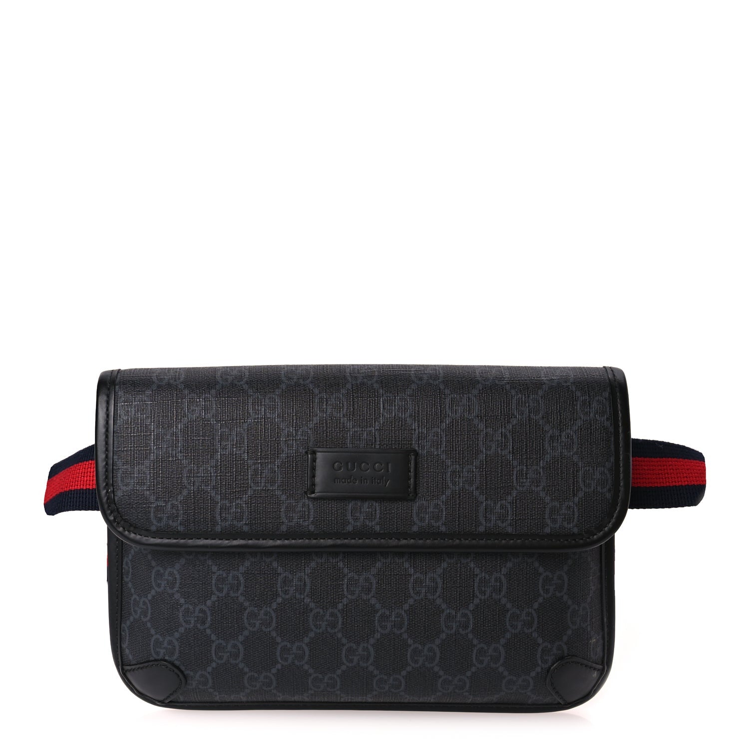 Gucci GG Supreme Monogram Web Slim Belt Bag Black Grey 1 of 8