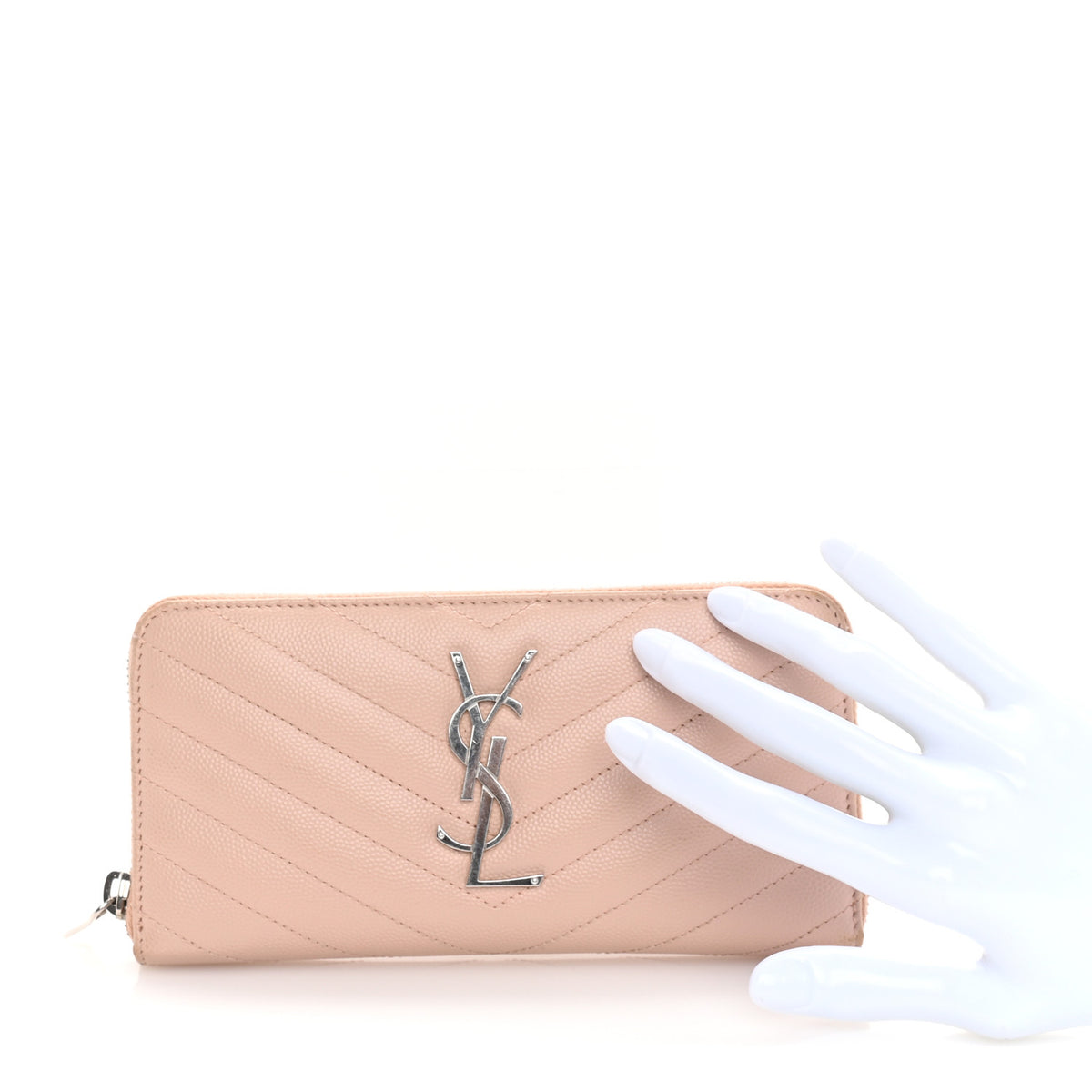Grain De Poudre Matelasse Chevron Monogram Zip Around Wallet Pink