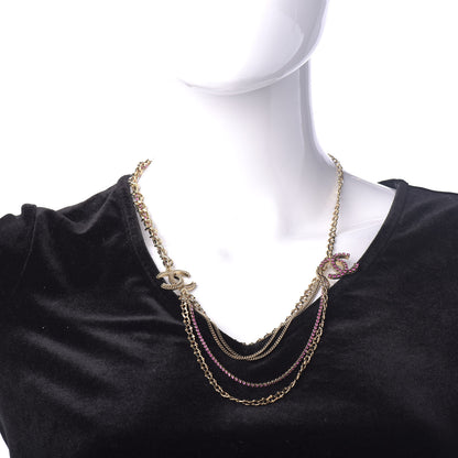 Chanel Crystal CC Multi Strand Necklace Gold 2 of 8