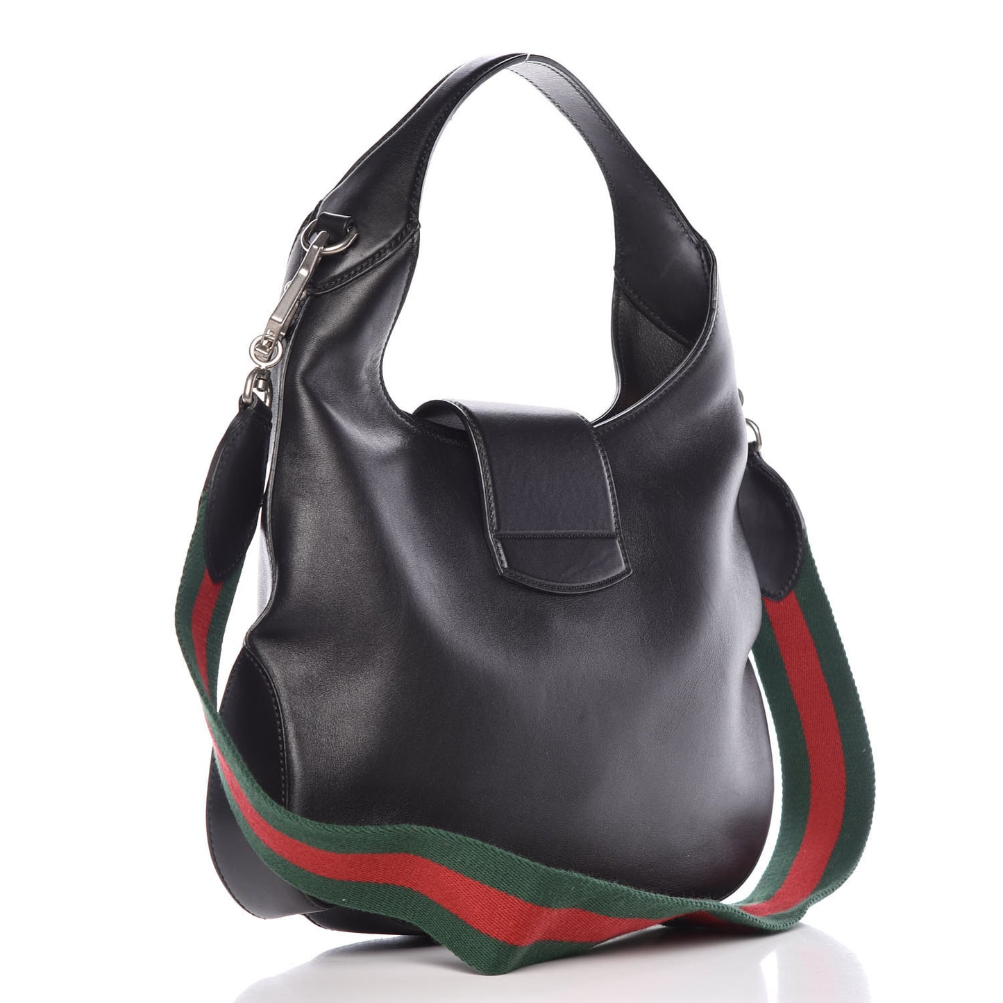 Calfskin Web Stripe Small Dionysus Hobo Black