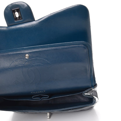 Chanel Patent Quilted Jumbo Double Flap Blue 9 of 18